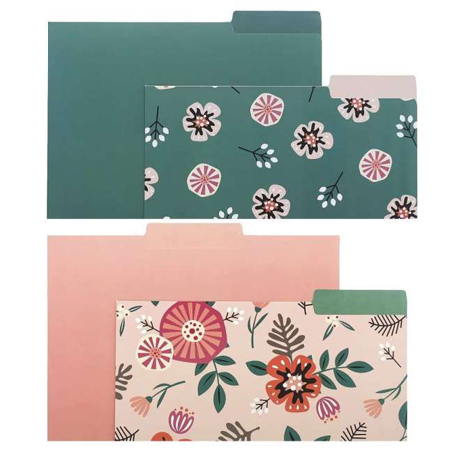 Decorative File Folders with Floral Designs, Letter Size (9.5 x 11.5 Inches, 12-Pack)