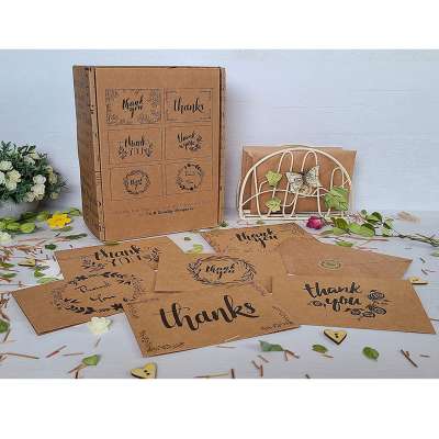 Thank You Cards with Matching Brown Kraft Envelopes and Stickers for Wedding Business Formal Baby Shower